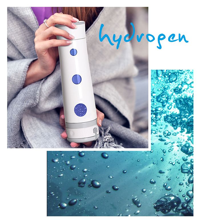 Flasche mit hydrogenisiertem Wasser.
