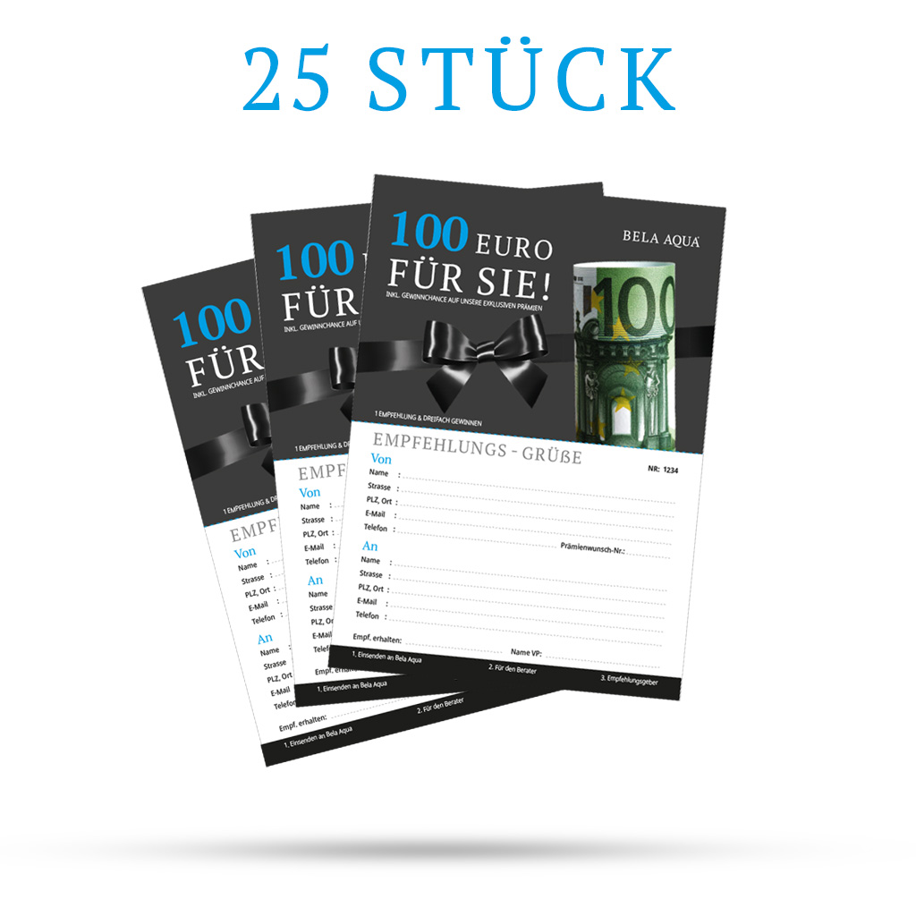 Empfehlungskarte 100 € - 25er Pack