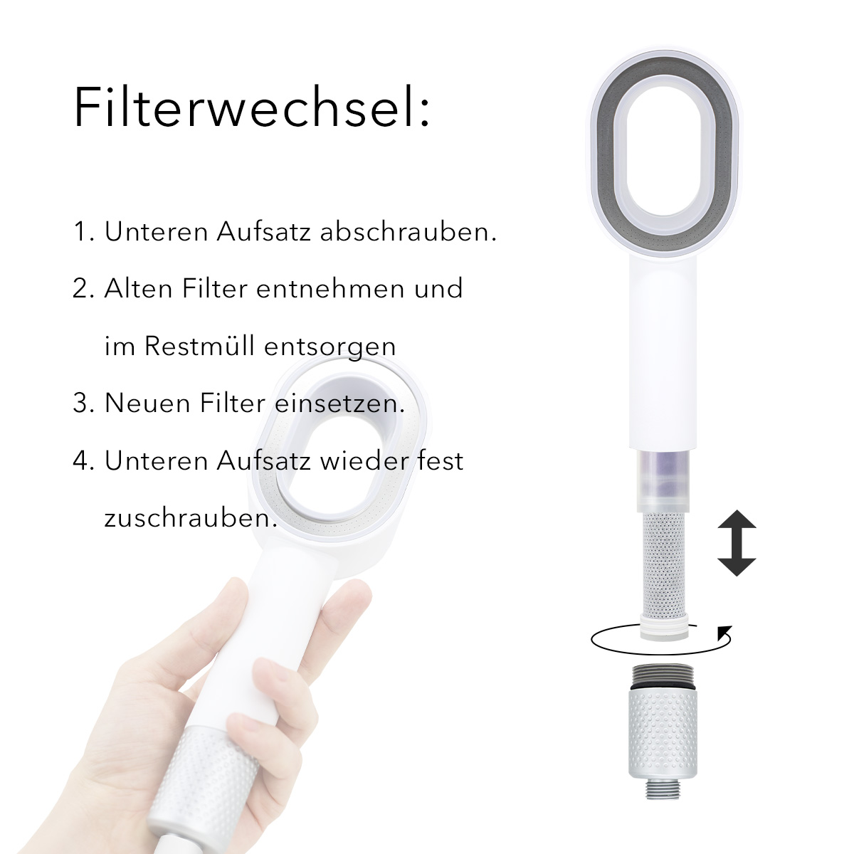 Premium Filterduschkopf - Wechselfilter mit Lavendel-Duft