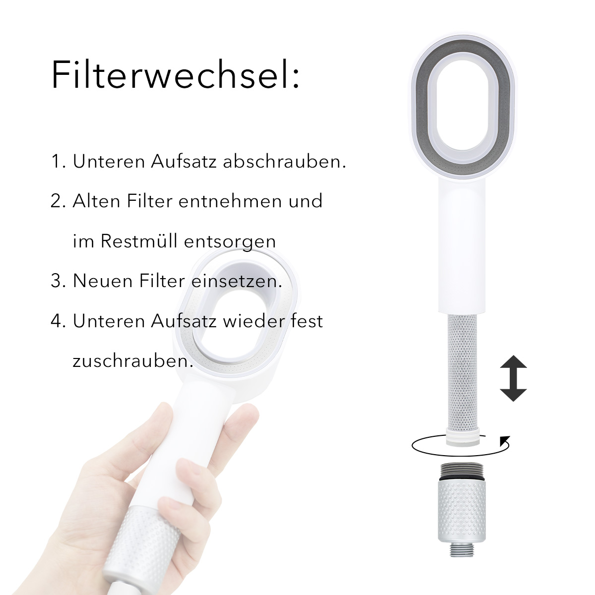 Premium Filterduschkopf - 3 x Ersatzfilter-Set Aktivkohle
